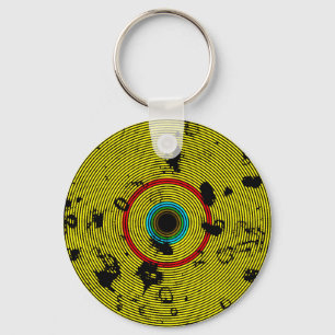 Porte-clés JAUNE Multicolor Vinyl Disk Texture Motif