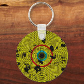 Porte-clés JAUNE Multicolor Vinyl Disk Texture Motif (Recto)