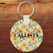 Porte-clés Jaune Tournesol d'été Monogramme (Recto)