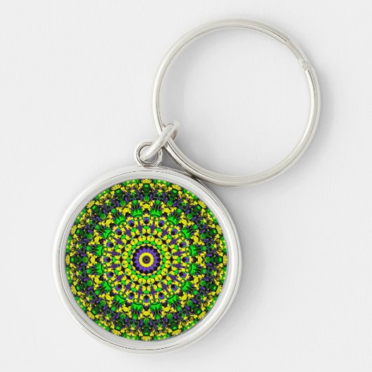 Porte-clés Jaune, Vert, Violet Mandala (Devant)