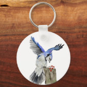 Porte-clés Jay bleu d'oiseau de la forêt (Recto)