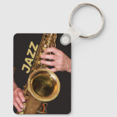 Porte-clés Jazzman Jouer Gold Saxophone Photo (Verso)