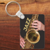 Porte-clés Jazzman Jouer Gold Saxophone Photo (Recto)