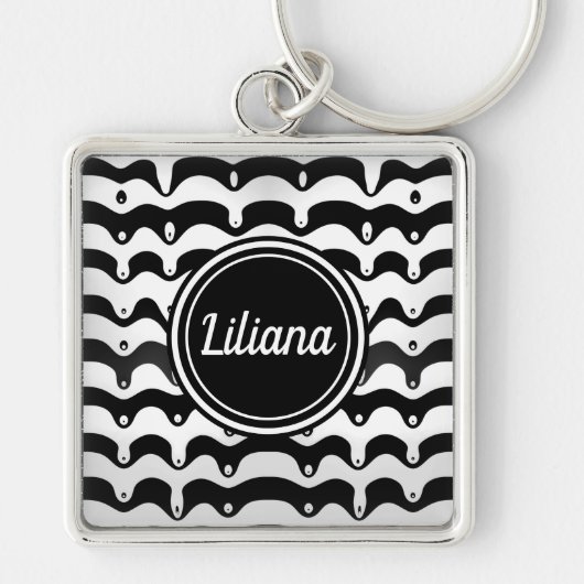 Porte-clés Jazzy Black and White Meling Zebra Stripes (Devant)