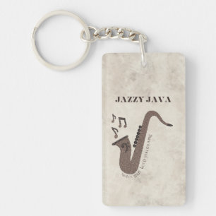 Porte-clés Jazzy Java-Grains de Café-Saxophone-
