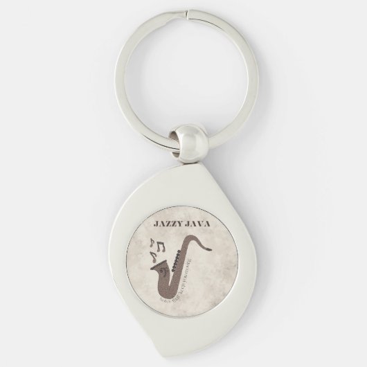 Porte-clés Jazzy Java-Grains de Café-Saxophone- (Devant)