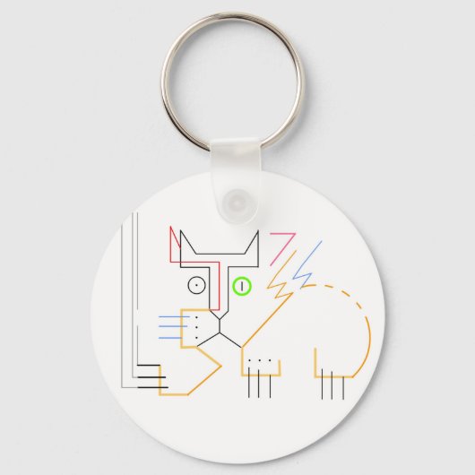 Porte-clés Jazzy, Scratching, Abstrait Cat Button Porte - clé (Recto)
