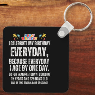 Porte-clés Je célèbre mon anniversaire tous les jours