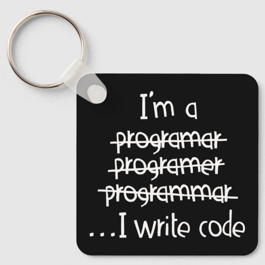 Porte-clés Je Code Écrit Humour de Programmeur Typographie Gr (Recto)