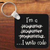 Porte-clés Je Code Écrit Humour de Programmeur Typographie Gr (Recto)