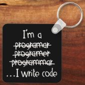 Porte-clés Je Code Écrit Humour de Programmeur Typographie Gr (Verso)