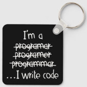 Porte-clés Je Code Écrit Humour de Programmeur Typographie Gr (Dos)