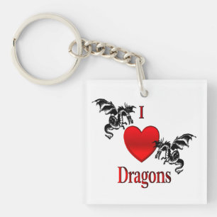 Porte-clés Je Coeur Dragons