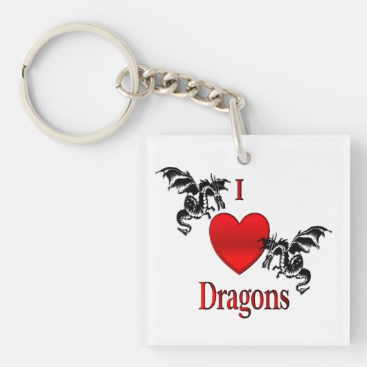 Porte-clés Je Coeur Dragons (Devant)