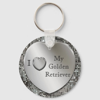 Porte-clés Je Coeur Mon Golden Retriever Heart Keychain