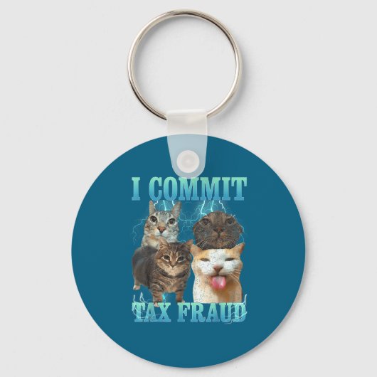 Porte-clés Je commets une fraude fiscale Funny Cat Meme Bootl (Recto)