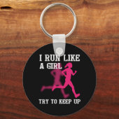 Porte-clés Je cours comme une fille essayer de continuer (Recto)