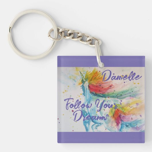 Porte-clés Je Crois En Unicorns Rainbow Suivez Vos Rêves (Devant)