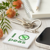 Porte-clés Je déteste les petits pois Texte vert (Devant Droit)
