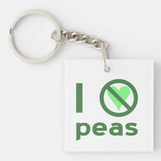 Porte-clés Je déteste les petits pois Texte vert (Devant)
