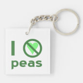 Porte-clés Je déteste les petits pois Texte vert (Dos)
