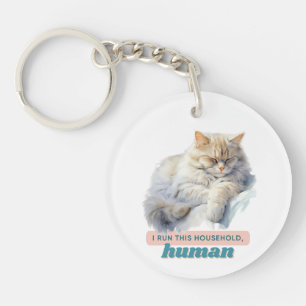 Porte-clés « Je dirige ce ménage, humain » Le chat d'Hilarios