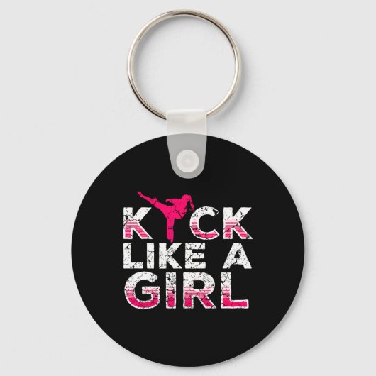 Porte-clés Je donne des coups de pied comme une fille - kickb (Recto)