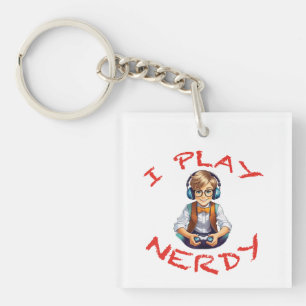 Porte-clés Je joue au gamer nerdy