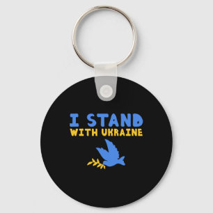 Porte-clés Je me tiens avec la colombe de la paix pro-Ukraine