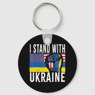 Porte-clés Je Me Tiens Avec L'Ukraine Drapeau Américain Souti