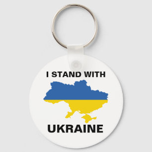 Porte-clés Je me tiens avec l'Ukraine drapeau ukrainien et ca