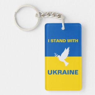 Porte-clés Je me tiens avec l'Ukraine Pavillon ukrainien Dove