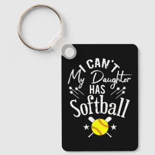Porte-clés Je ne peux pas ma fille a softball Cadeau de paren