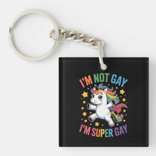 Porte-clés Je ne suis pas gay, je suis super gay licorne LGBT