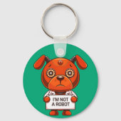 Porte-clés Je ne suis pas un robot mignon chien (Recto)