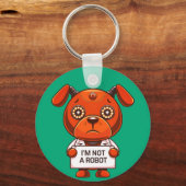 Porte-clés Je ne suis pas un robot mignon chien (Recto)