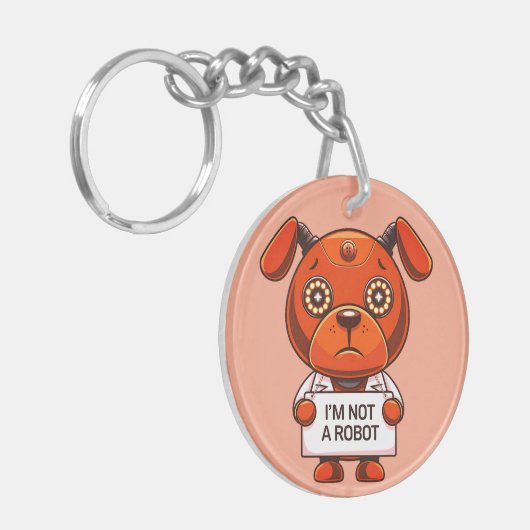 Porte-clés Je ne suis pas un robot mignon chien (Devant gauche)