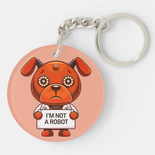 Porte-clés Je ne suis pas un robot mignon chien (Dos)