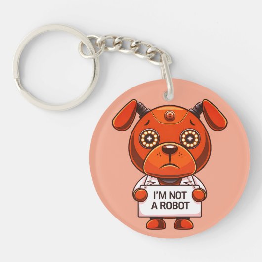 Porte-clés Je ne suis pas un robot mignon chien (Devant)
