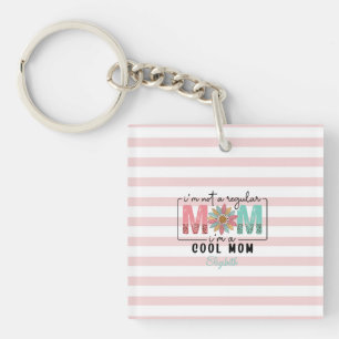 Porte-clés Je ne suis pas une maman ordinaire Rayures roses