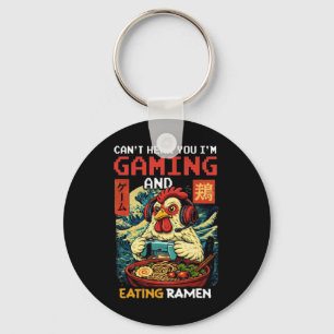 Porte-clés Je ne t'entends pas, je joue et je mange du ramen