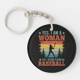 Porte-clés Je parle couramment le baseball Joueuse Fan