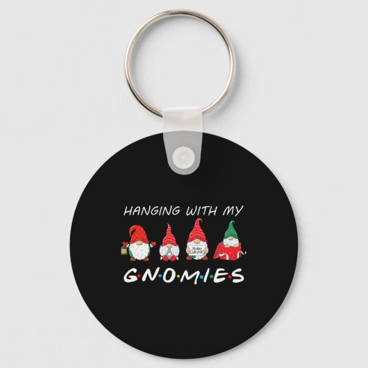 Porte-clés Je Passe Avec Mes Gnomies Fun Gnome Ami Noël (Recto)