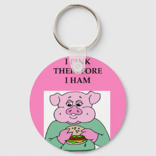 Porte-clés je pense que donc je suis plaisanterie de jambon