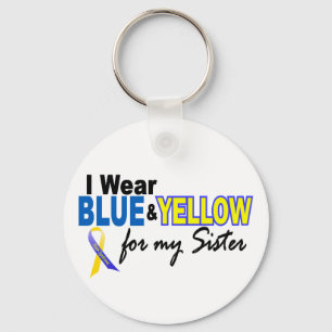 Porte-clés Je porte bleu et jaune pour ma soeur syndrome de