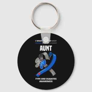 Porte-clés Je porte du bleu et du gris pour ma tante Diabète