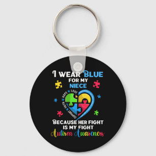 Porte-clés Je Porte Du Bleu Pour Ma Tante Oncle Nièce