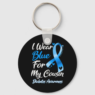 Porte-clés Je Porte Du Bleu Pour Mon Cousin Diabète Sensibili