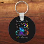 Porte-clés Je Porte Du Bleu Pour Sensibilisation sur l'autism (Recto)