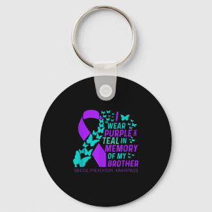 Porte-clés Je Porte Du Purple Et Turquoise Pour Mon Frère Sui